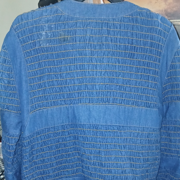 Blue Textured Button-Up Jacket - Picture 5 of 6